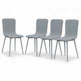 OSLO Modern Scoop-Back Dining Chairs in Chunky Woven Fabric with Matching Metal Legs
