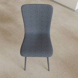 OSLO Modern Scoop-Back Dining Chairs in Chunky Woven Fabric with Matching Metal Legs