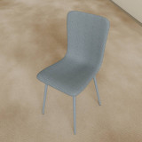 OSLO Modern Scoop-Back Dining Chairs in Chunky Woven Fabric with Matching Metal Legs