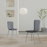 OSLO Modern Scoop-Back Dining Chairs in Chunky Woven Fabric with Matching Metal Legs