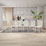 OSLO Modern Scoop-Back Dining Chairs in Chunky Woven Fabric with Matching Metal Legs