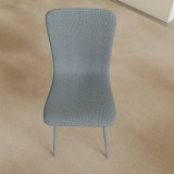 OSLO Modern Scoop-Back Dining Chairs in Chunky Woven Fabric with Matching Metal Legs