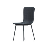 OSLO Modern Scoop-Back Dining Chairs in Chunky Woven Fabric with Matching Metal Legs