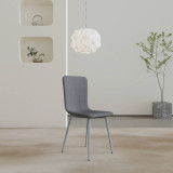 OSLO Modern Scoop-Back Dining Chairs in Chunky Woven Fabric with Matching Metal Legs