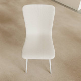 OSLO Modern Scoop-Back Dining Chairs in Chunky Woven Fabric with Matching Metal Legs