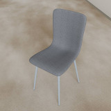 OSLO Modern Scoop-Back Dining Chairs in Chunky Woven Fabric with Matching Metal Legs