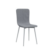 OSLO Modern Scoop-Back Dining Chairs in Chunky Woven Fabric with Matching Metal Legs