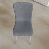OSLO Modern Scoop-Back Dining Chairs in Chunky Woven Fabric with Matching Metal Legs