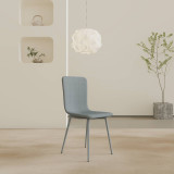 OSLO Modern Scoop-Back Dining Chairs in Chunky Woven Fabric with Matching Metal Legs