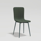 OSLO Modern Scoop-Back Dining Chairs in Chunky Woven Fabric with Matching Metal Legs