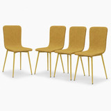 OSLO Modern Scoop-Back Dining Chairs in Chunky Woven Fabric with Matching Metal Legs