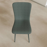 OSLO Modern Scoop-Back Dining Chairs in Chunky Woven Fabric with Matching Metal Legs