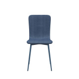 OSLO Modern Scoop-Back Dining Chairs in Chunky Woven Fabric with Matching Metal Legs