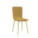 OSLO Modern Scoop-Back Dining Chairs in Chunky Woven Fabric with Matching Metal Legs