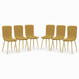 OSLO Modern Scoop-Back Dining Chairs in Chunky Woven Fabric with Matching Metal Legs