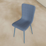 OSLO Modern Scoop-Back Dining Chairs in Chunky Woven Fabric with Matching Metal Legs