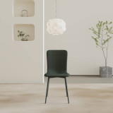 OSLO Modern Scoop-Back Dining Chairs in Chunky Woven Fabric with Matching Metal Legs