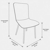 OSLO Modern Scoop-Back Dining Chairs in Chunky Woven Fabric with Matching Metal Legs
