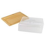 Bamboo Wood Cheese Board Charcuterie Tray w/ Dome Lid Cover