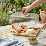 Bamboo Wood Cheese Board Charcuterie Tray w/ Dome Lid Cover