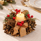 Advent Wreath Candle Holder 26cm Gold Christmas Decoration