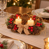 Advent Wreath Candle Holder 26cm Gold Christmas Decoration