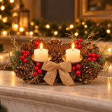 Advent Wreath Candle Holder 26cm Gold Christmas Decoration