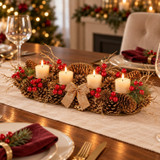 Advent Wreath Candle Holder 26cm Gold Christmas Decoration