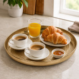 34cm Round Metal Serving Tray Hammered Design