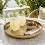 34cm Round Metal Serving Tray Hammered Design