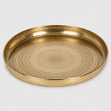 34cm Round Metal Serving Tray Hammered Design