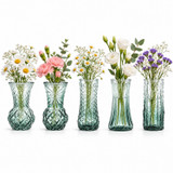Glass Bud Vase Set Small Flower Vases Mixed Patterns