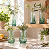 Glass Bud Vase Set Small Flower Vases Mixed Patterns