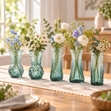 Glass Bud Vase Set Small Flower Vases Mixed Patterns