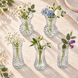 Glass Bud Vase Set Small Flower Vases Mixed Patterns