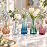 Glass Bud Vase Set Small Flower Vases Mixed Patterns