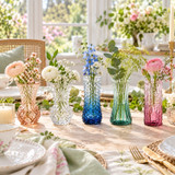 Glass Bud Vase Set Small Flower Vases Mixed Patterns