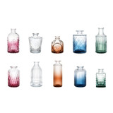 Glass Bud Vase Set Small Flower Vases Mixed Patterns