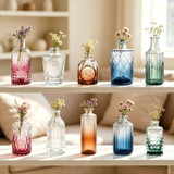 Glass Bud Vase Set Small Flower Vases Mixed Patterns