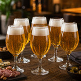 6 Craft Beer Glasses Stemmed Tulip Draught Ale Lager Goblet