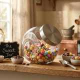 1.5L Glass Sweet Candy Jar With Silver Lid