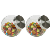 1.5L Glass Sweet Candy Jar With Silver Lid
