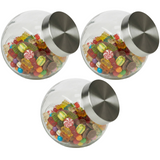 1.5L Glass Sweet Candy Jar With Silver Lid