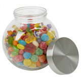 1.5L Glass Sweet Candy Jar With Silver Lid