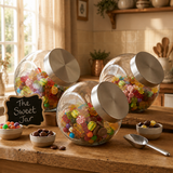 1.5L Glass Sweet Candy Jar With Silver Lid