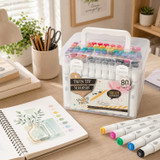 80 Colour Twin Tip Markers Set w/ Organiser Case