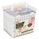 80 Colour Twin Tip Markers Set w/ Organiser Case