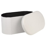 White Bouclé Oval Storage Stool