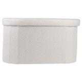 White Bouclé Oval Storage Stool