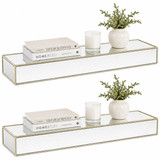 1/2 Pcs Floating Wall Shelf Mirror Display